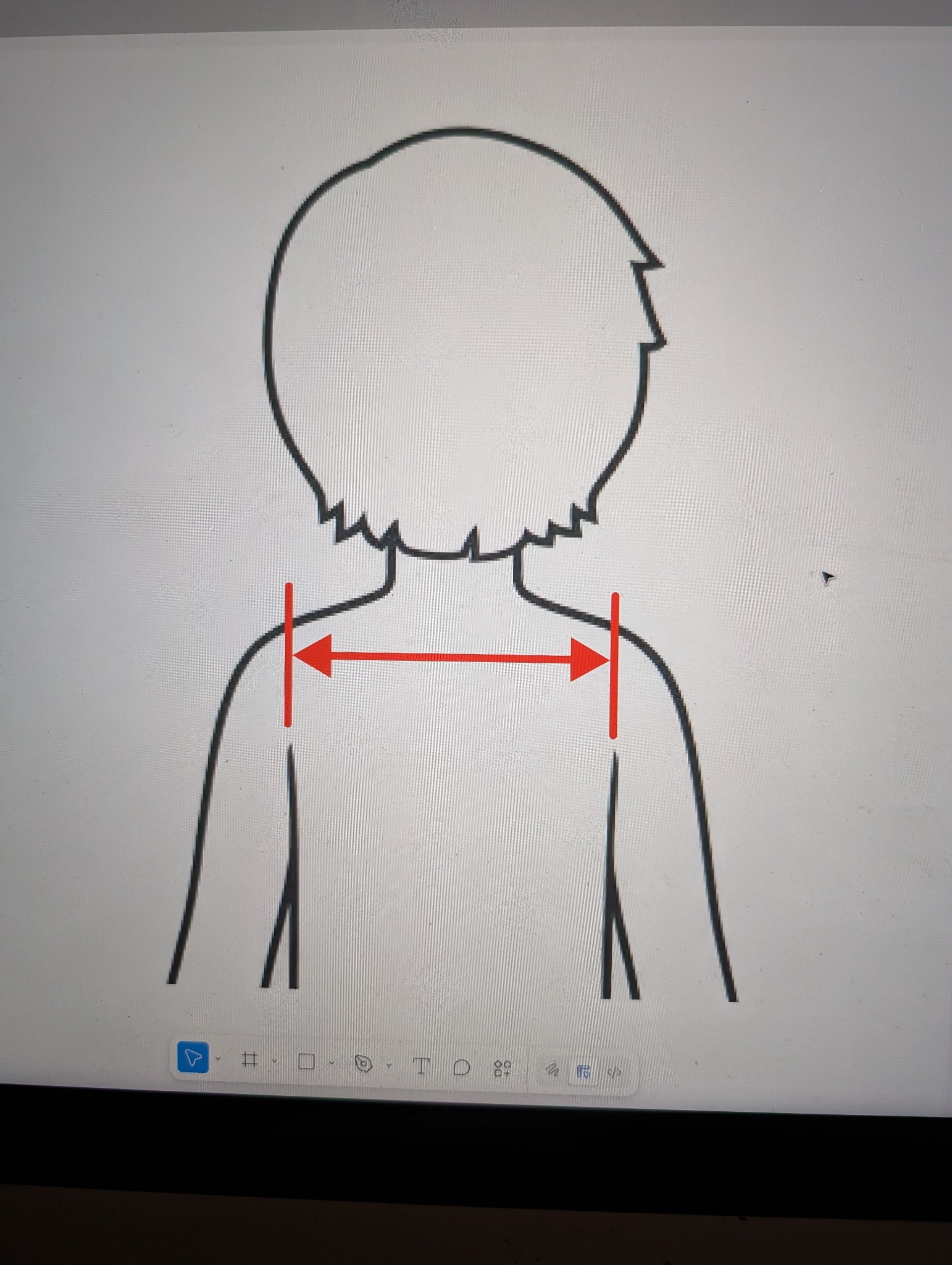 Diagram showing shoulder width measurement for under-arm cape